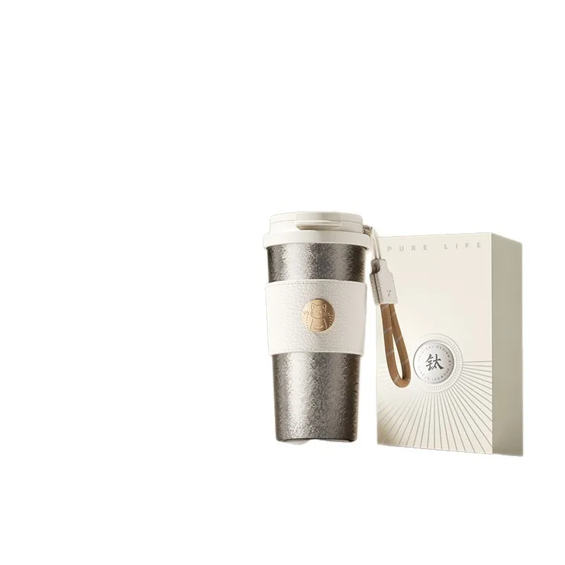 Pure titanium thermos cup for girls, high value, portable accompanying coffee cup, souvenir water cup, large capacity