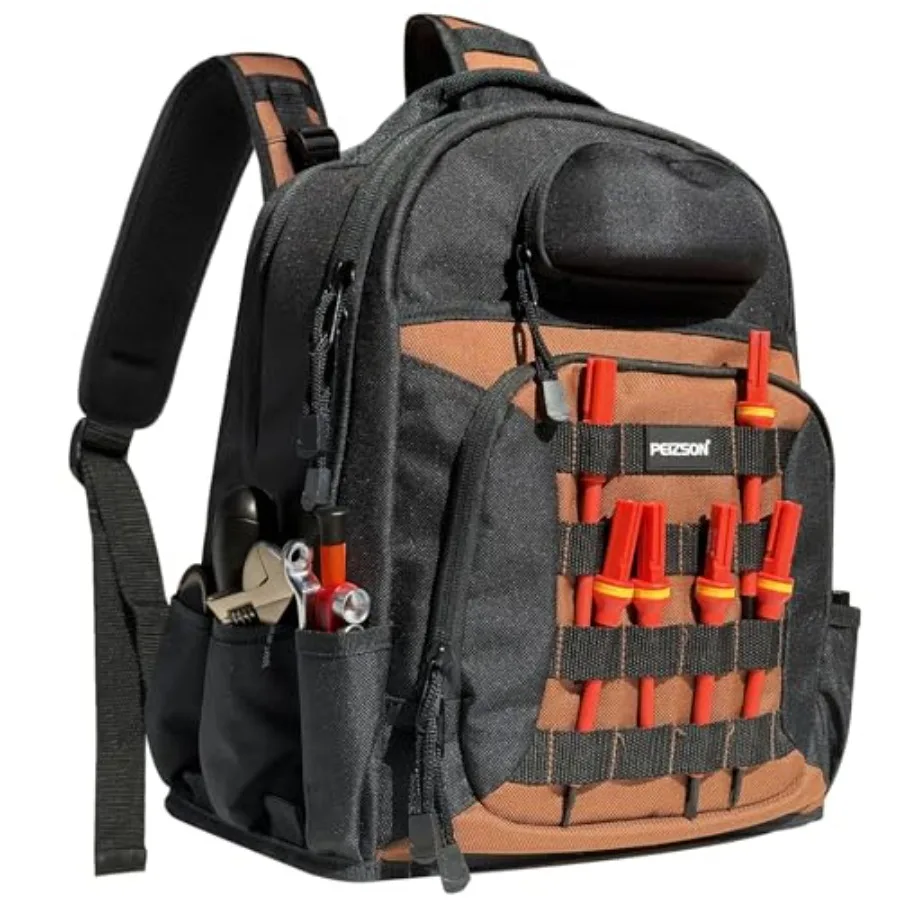 

Tool Backpack for Electricians HVAC Technicians and Mechanics. Professional Tool Back Pack Bag with 4 Compartments 39 Pockets 3
