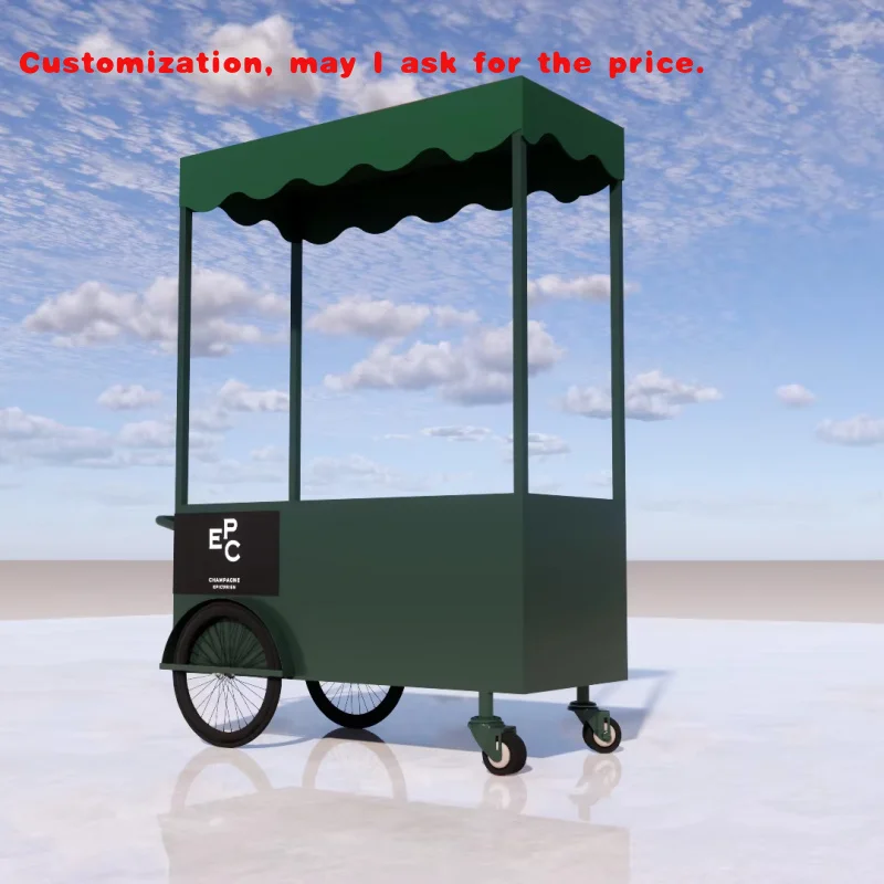 

custom.Outdoor Stall Display Market Selling Cart With Wheel Portable Street Stall Customized Mobile Outdoor Coffee Shop Handcart