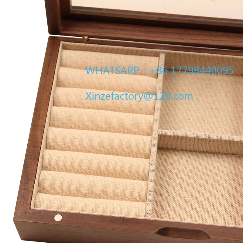 صندوق مجوهرات خشبي قابل للتخصيص، صناديق تخزين حلقية للسفر، صندوق عرض منظم للنساء مع مغناطيسي