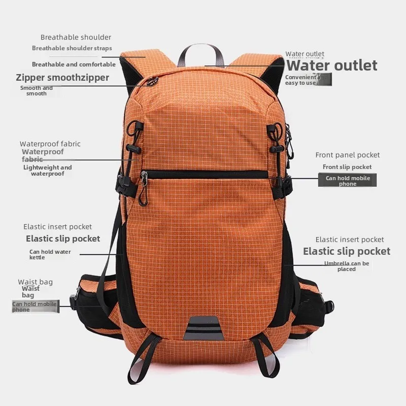 กระเป๋าเป้สะพายหลังกลางแจ้งความจุขนาดใหญ่แบบพกพาสำหรับเดินป่าปีนเขากระเป๋าสะพายไหล่คู่สำหรับเล่นกีฬาและเดินทาง