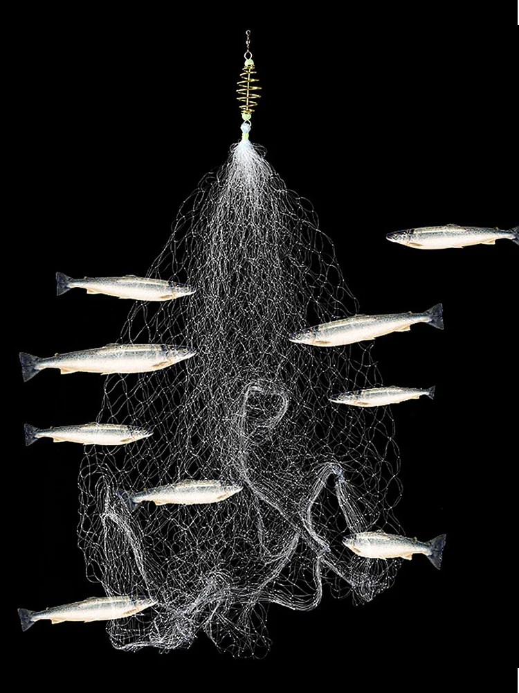 Spring Trap Fishing Net Luminous Bead Casting Fishnet Floating Throwing Fishing Explosion Hook Mesh Accessories