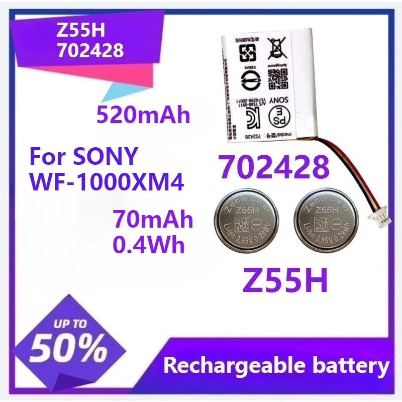 

Z55H High Quality Battery For SONY WF-1000XM4 1000XM4 XM4 Bluetooth Earbuds Headset Batteria 3.85V 70mAh