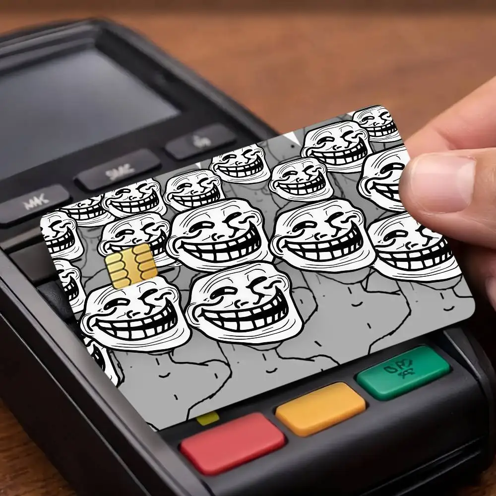 Trollface Troll Rage Comics Credit Card Public Transportation Cards Protective Sticker Waterproof Card Face Decoration 4PCS
