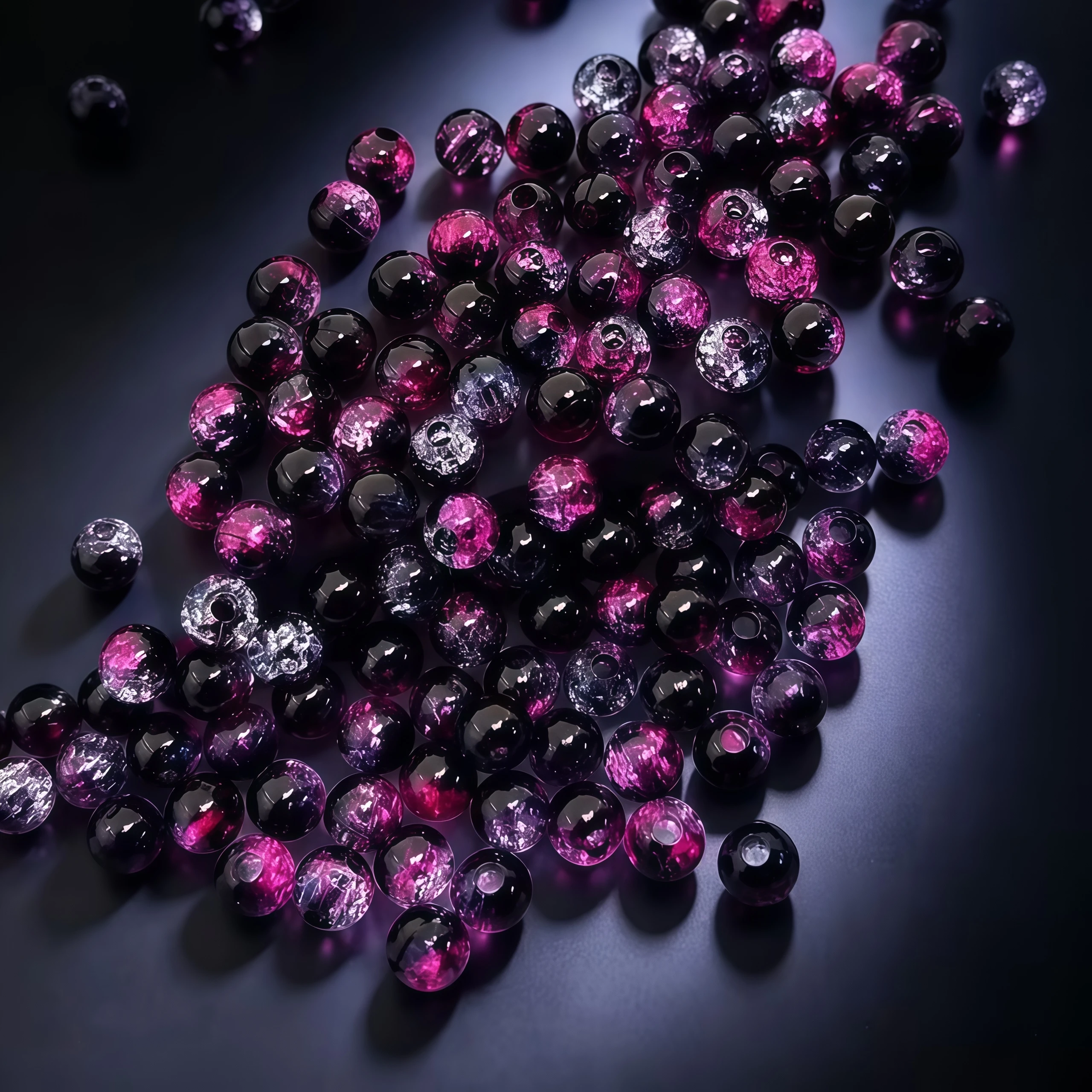 8mm Black, Rose Red Dual Tone Gradient, Cracked Beads, Acrylic Beads, DIY Jewelry, Ornaments, Pendants, Decorative Beads, Holida