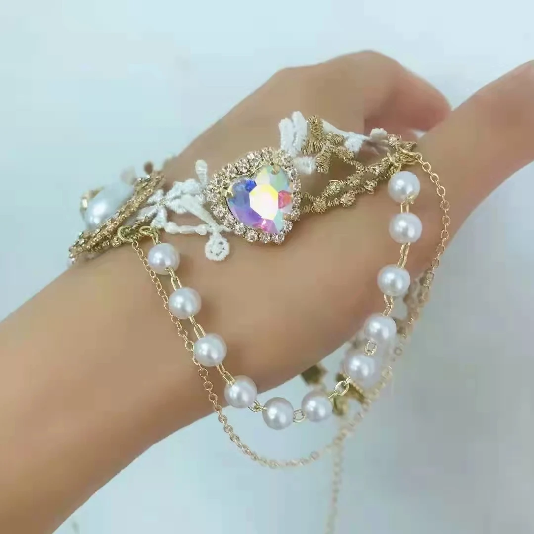Lolita Choker Ngọc Trai Ren Công Chúa Nhật Bản Giao Hưởng Tình Yêu Cổ Ngọc Trai Lolita Phụ Kiện