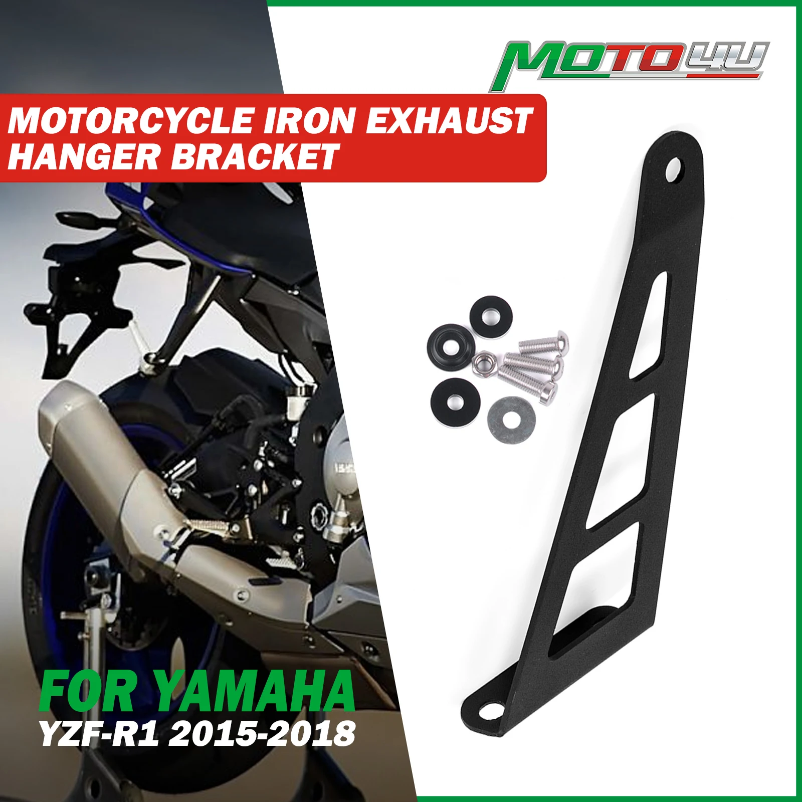 Soporte de suspensión de escape de hierro para motocicleta, soporte de suspensión de escape, tubo de escape modificado para Yamaha R1 2015 2016 2017 2018