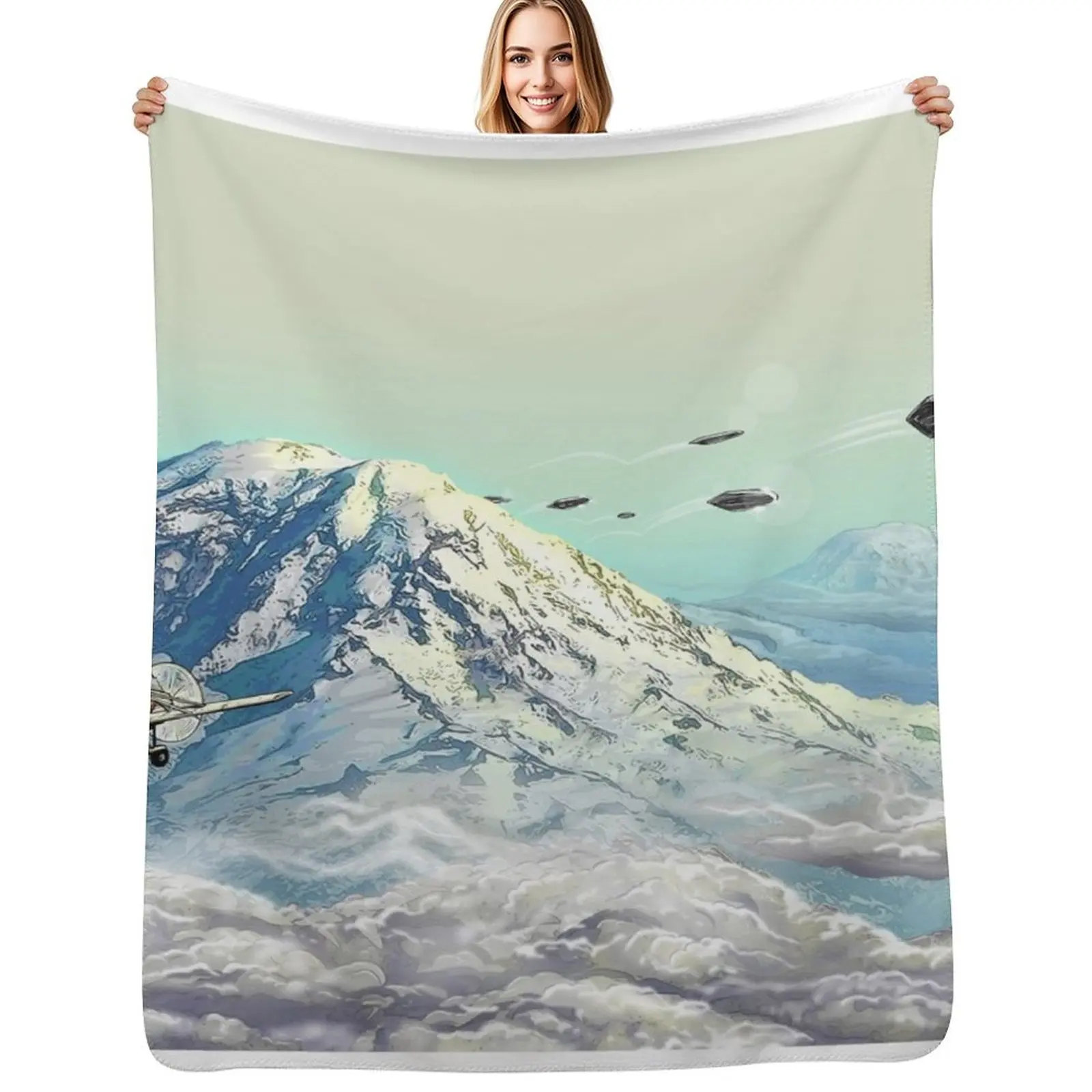 Kenneth Arnold 75th Anniversary Print - 'Dawn of the Flying Saucers 1946-1949' Book Cover (33oz, 2022) Throw Blanket