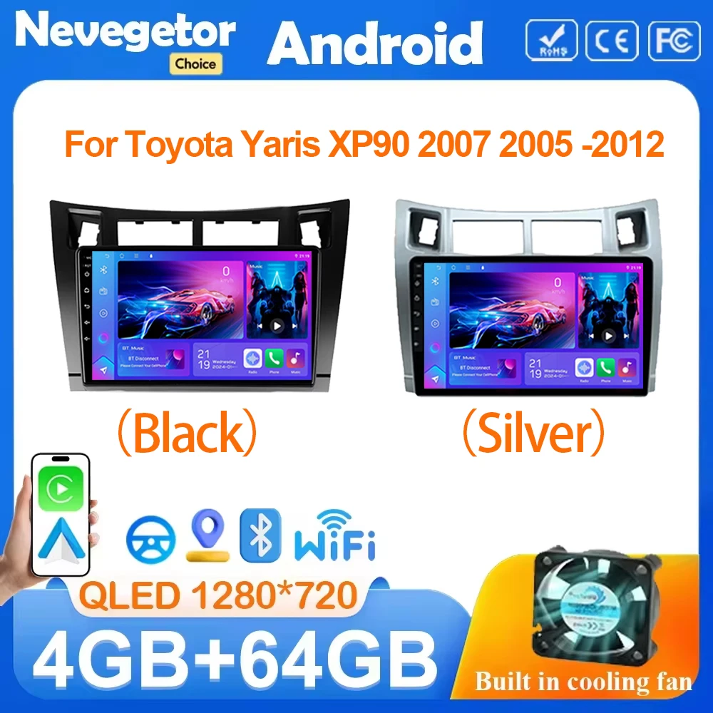 

Автомобильный мультимедийный плеер 4 Гб + 64 ГБ для Toyota Yaris XP90 2007 2005 -2012 Android авто радио GPS навигация DSP IPS NO 2DIN DVD BT