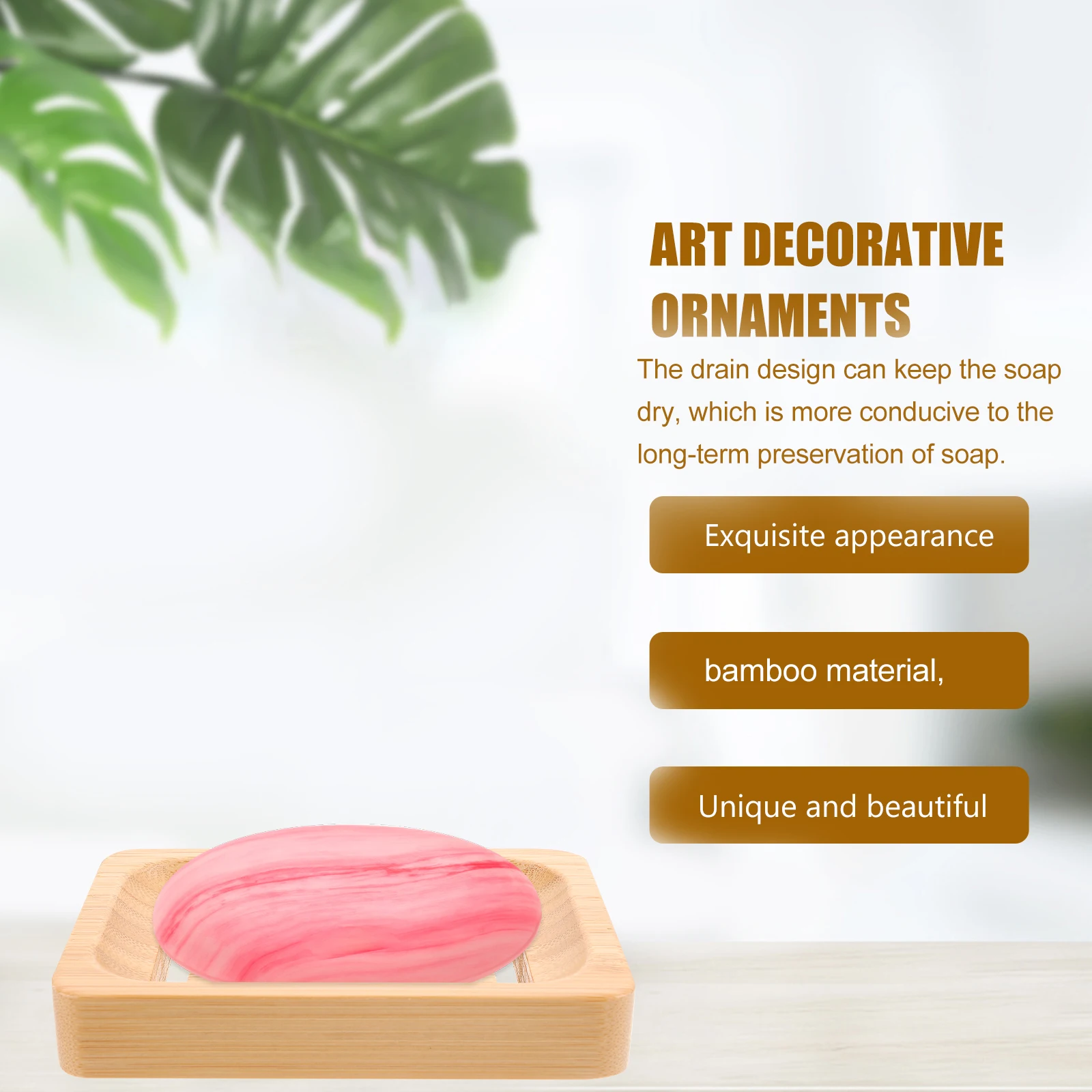 

1pc Bamboo Dish Drainage Design Bathroom Kitchen Sink Storage Holder Tray Bar Soap Container Rack Household Decorative