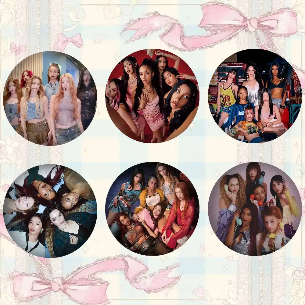 KPop Girl Group K-KATSEYES Badges Peripheral Lapel Pins Tinplate Round Brooch For Shoulder Bag Accessories Souvenir Gifts