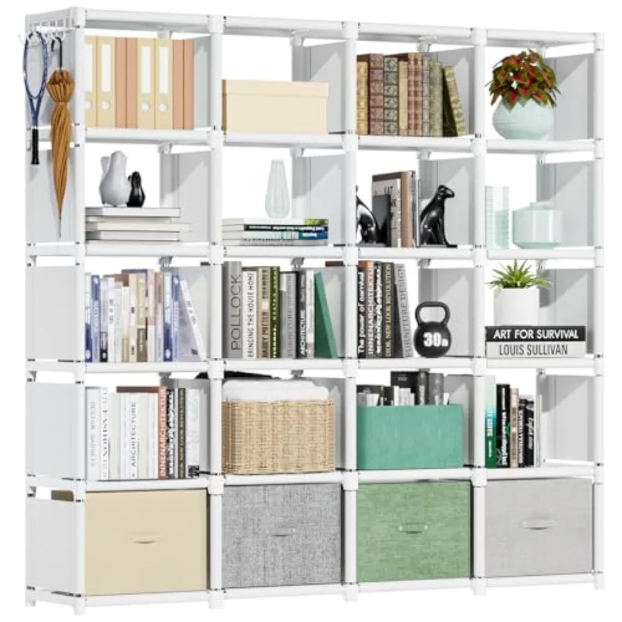 

20 Cube Book Shelf Storage Organizer Large DIY Bookcase Metal Cube Bookshelf Cubbies Closet Storage Organizer Shelves for Bedro