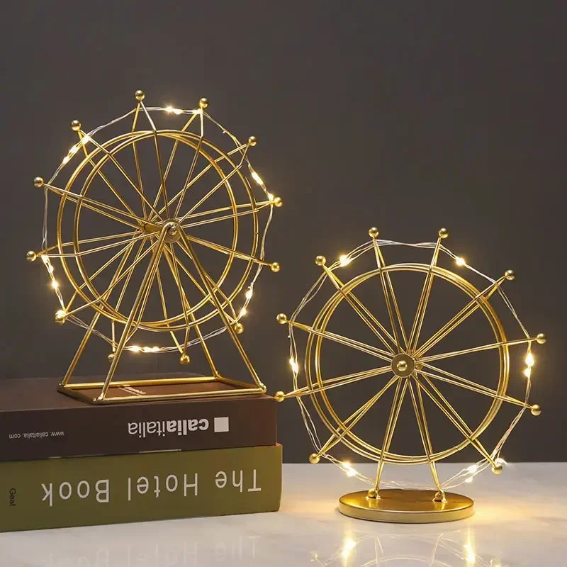 

1Pcs Wrought Iron Metal Model Rotating Ferris Wheel Ornaments Office Desk Living Room Wine Cabinet TV Cabinet Decorations