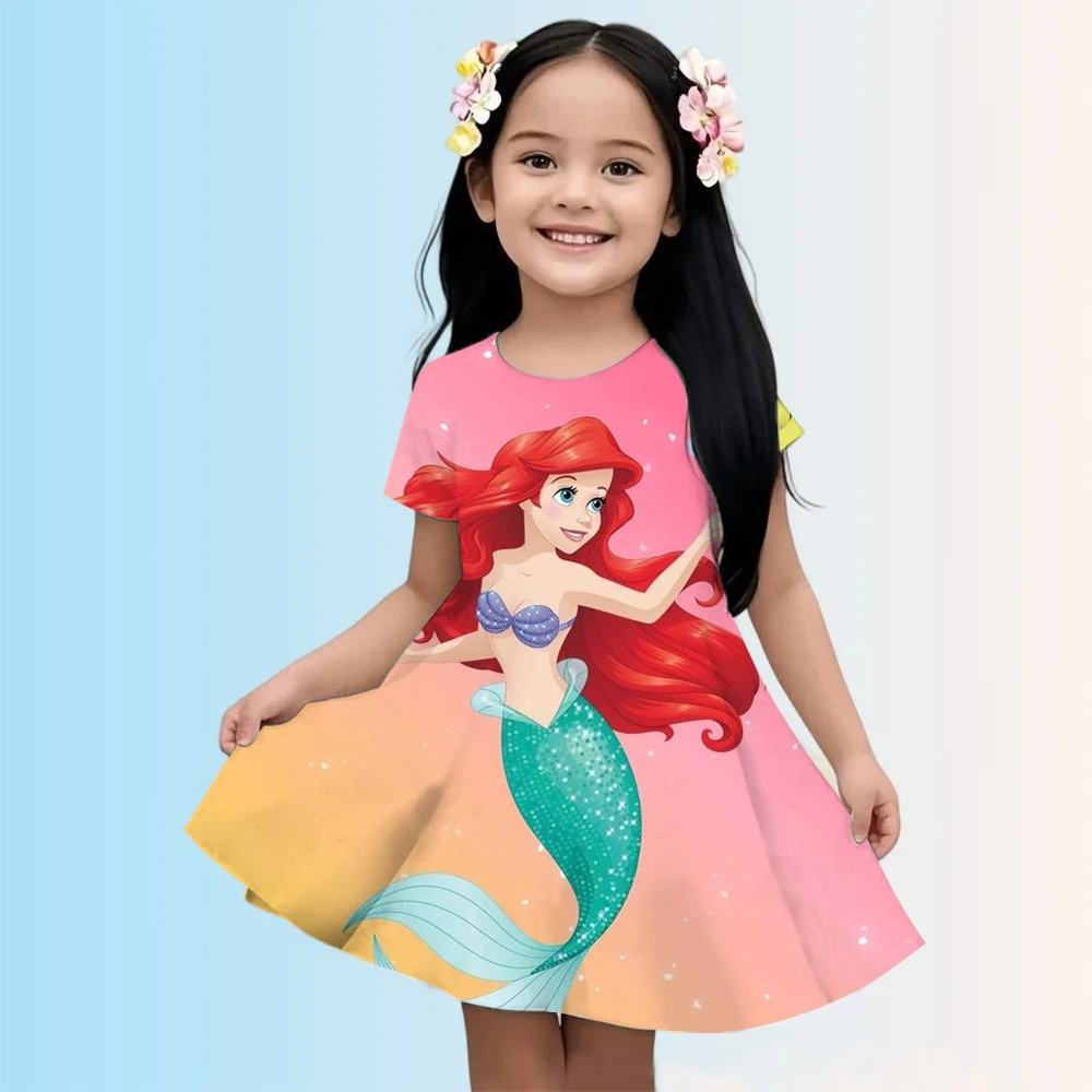 ديزني الأميرة تنورة قصيرة ملابس الأطفال غير رسمية 2025 فستان صيفي بناتي ملابس الأطفال 3 إلى 14 سنة للأطفال