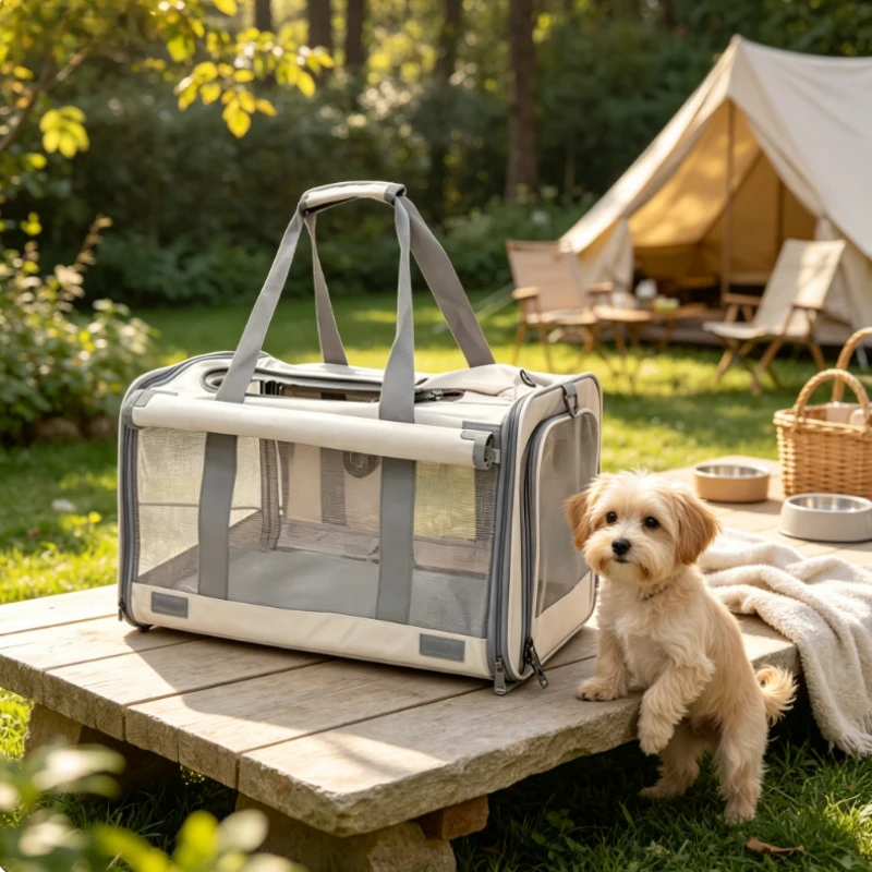Large Pet Carrier Bag for Two Cats Mesh Ventilated Travel Crate with Carry Handles for Cats Small Dogs Outdoor Use 반려동물 이동가방