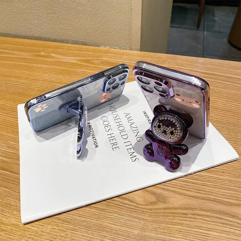 Note13 Glitter Bling Bear Phone Holder Case For Xiaomi Redmi Note 13 12 12S Turbo Pro Plus Redmi 12 12C 13C A1 4G 5G Stand Cover image 6