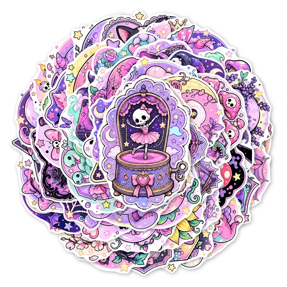10/30/50pcs Purple Cute Skull Animal Cartoon Stickers Gothic Aesthetic Graffiti Decals DIY Luggage Phone Helmet Sticker Toy Gift view 3