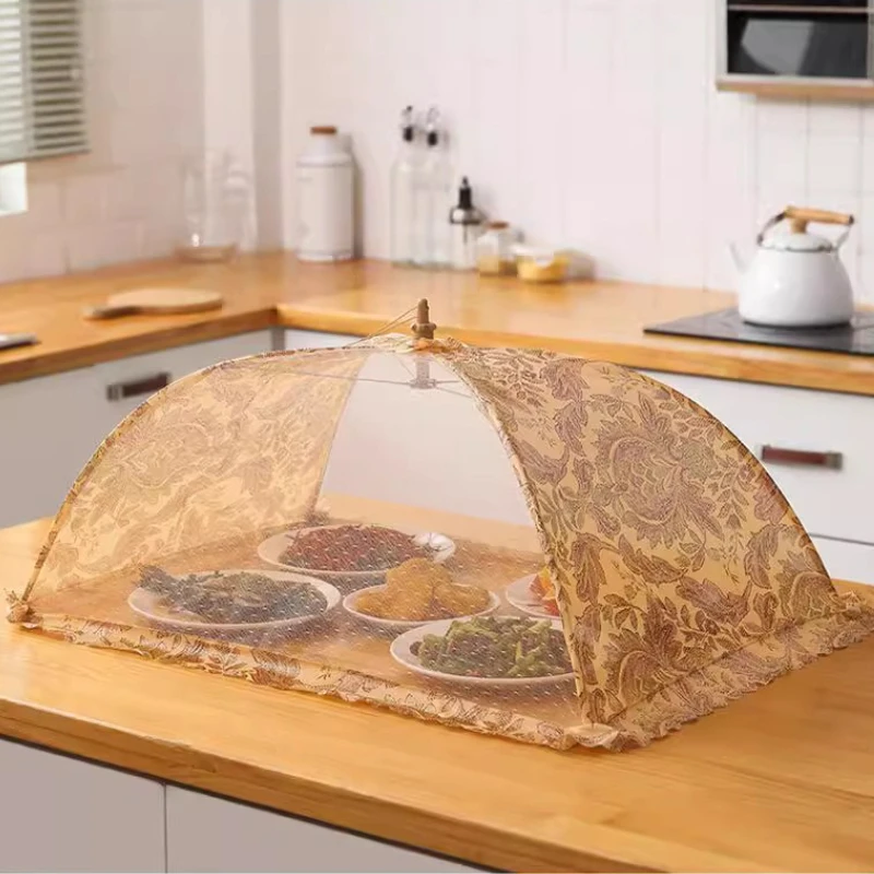 

Household Foldable Dustproof Umbrella Shape Dish Tent Lace Fabric Anti Mosquito Kitchen Gadgets Food Lid Table Cover Food Cover
