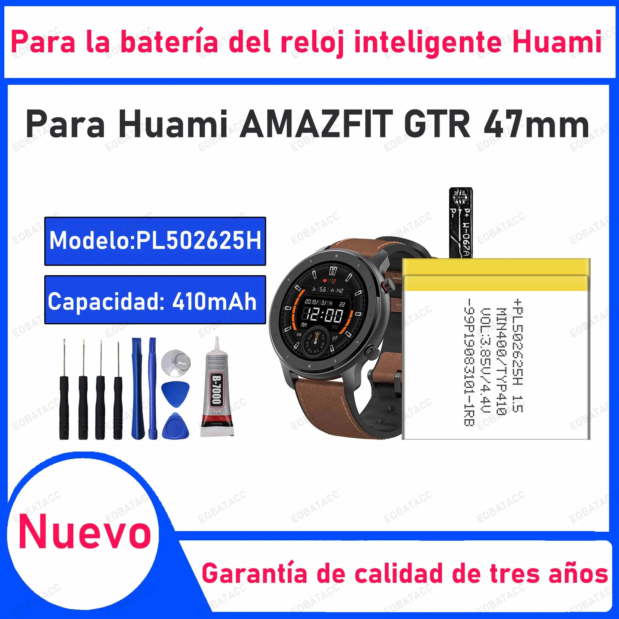 

100% New High Quanlity PL502625H PL502625A Battery For Huami AMAZFIT GTR 47MM SMART WATCH Replacement Batteries batteria+Free t