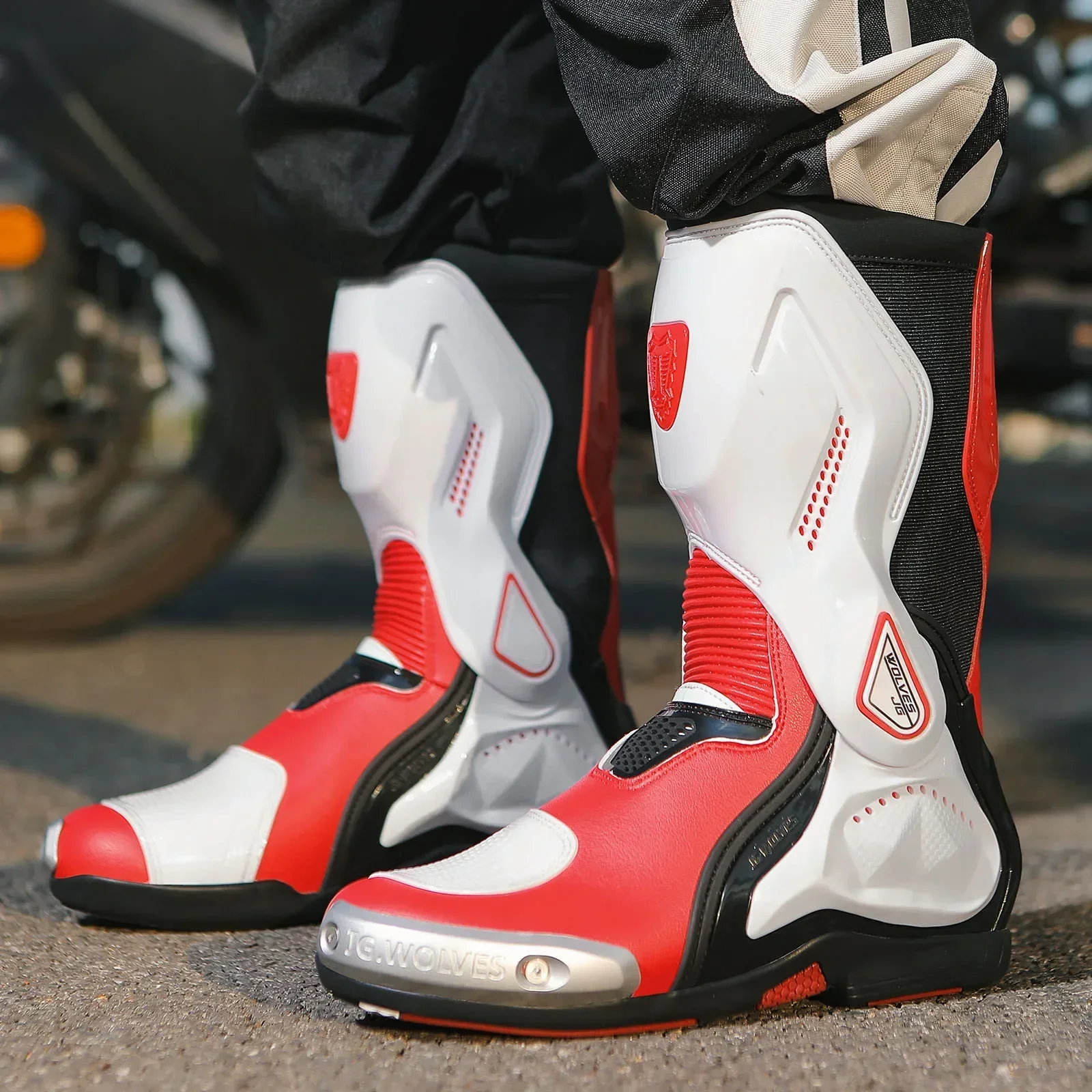 Chaussures de protection professionnelles antidérapantes pour moto tout-terrain, mi-mollet, longues chevilles, résistantes à l'usure, pour motocycliste