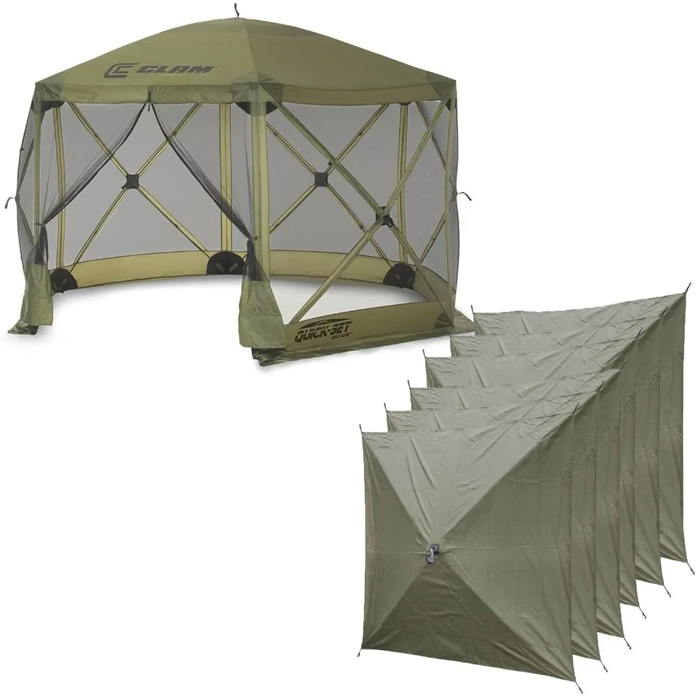 Quick-Set Escape 11.5 x 11.5 Ft Portable Pop-Up Outdoor Camping Screen Tent 6-Sided Canopy Shelter