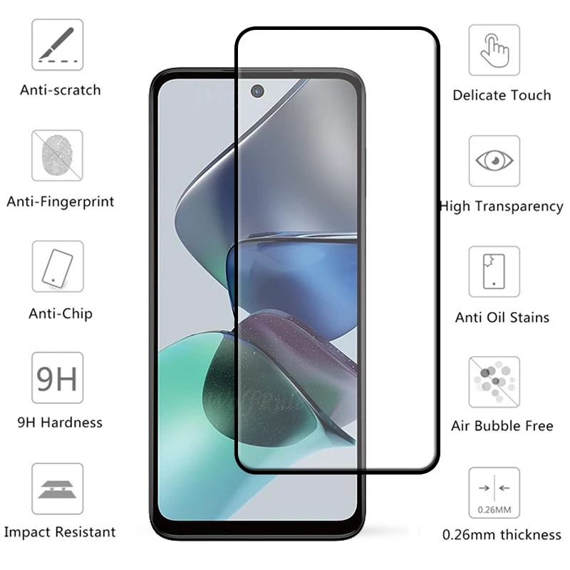 4PCS Full Cover Glass For Motorola Moto G53 Glass Moto G53 G54 G13 G23 G53 Tempered Glass Screen Protector Moto G53 Lens Glass