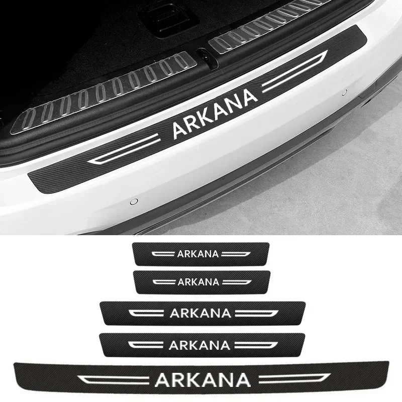 

Car Door Threshold Sill Protective Scuff Plate for Renault ARKANA Badge Carbon Fiber Leather Rear Trunk Bumper Guard Accessories