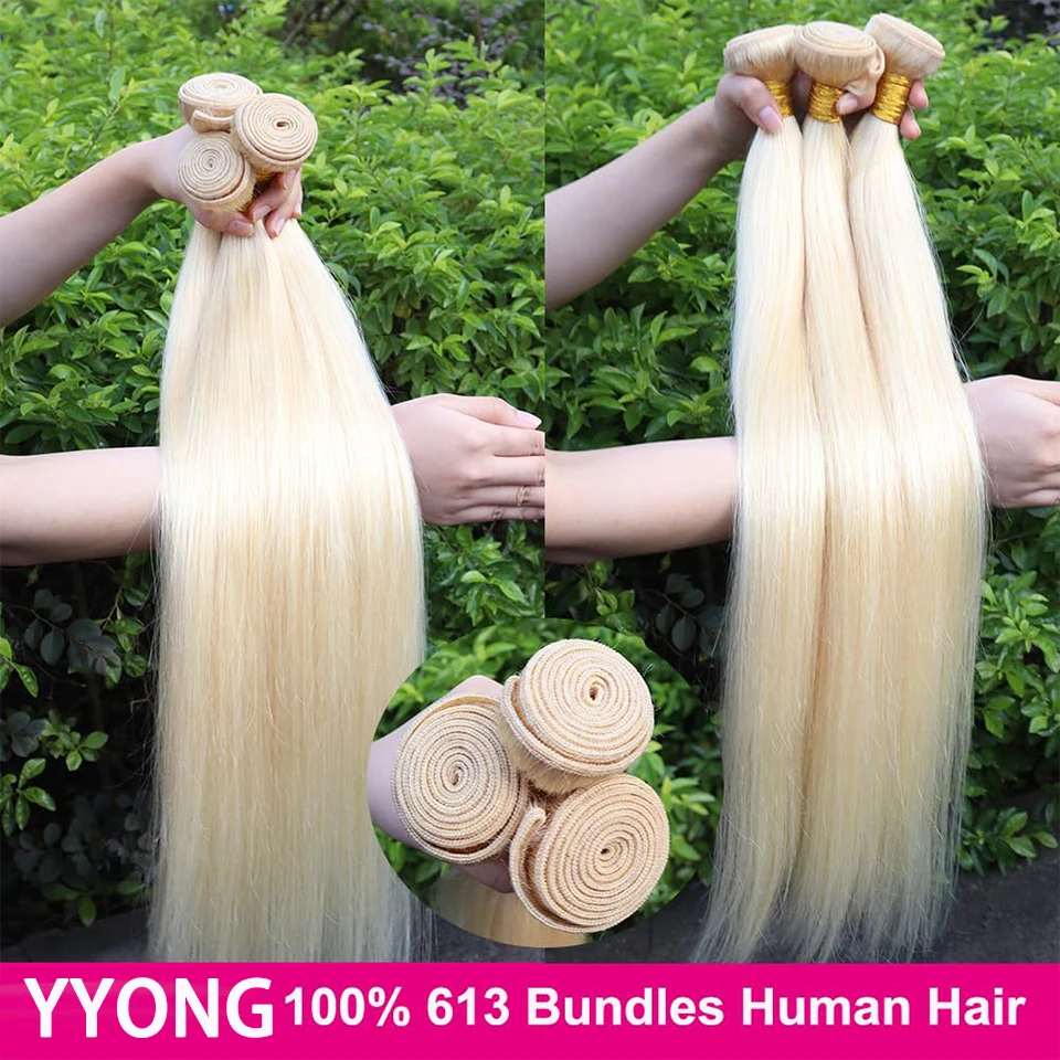 Yyong Braziliaanse Striaght 613 Blonde Bundels 1/3/4 Bundels Honing Blond Menselijk Haar Weave Remy Blond Menselijk Haar Bundels 10-30 Inch