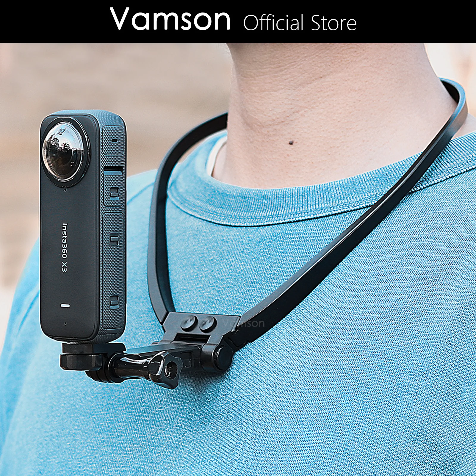 Vamson Neck Hold Mount for Insta360 X3 GoPro Hero 12 11 10 9 8 7 DJI Osmo Action Anti-shake Lanyard Strap for GoPro Accessories