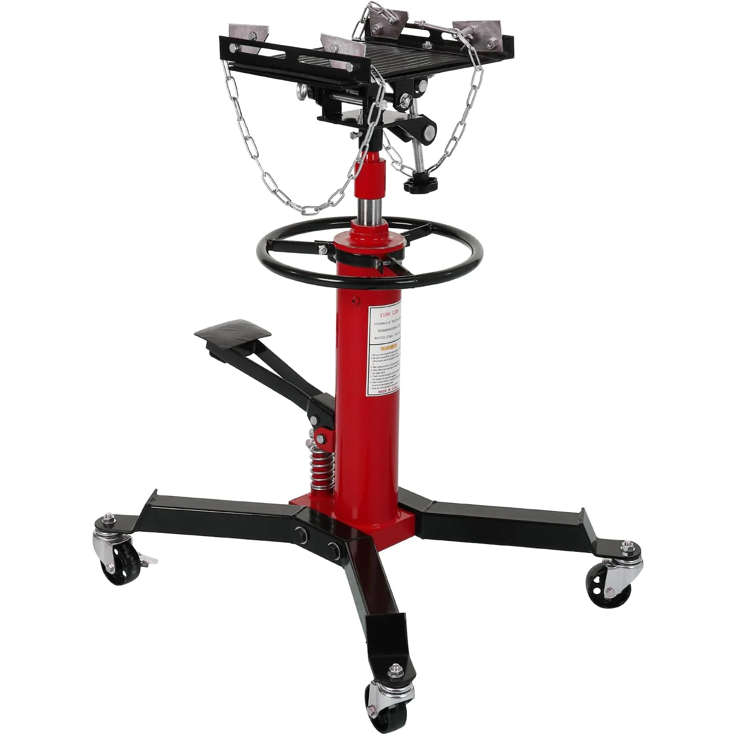 

Transmission Jack, 1322 LBS Capacity Adjustable Hydraulic Telescopic Transmission Jack, 33"-69" High Lift and 360° Swivel Wheel