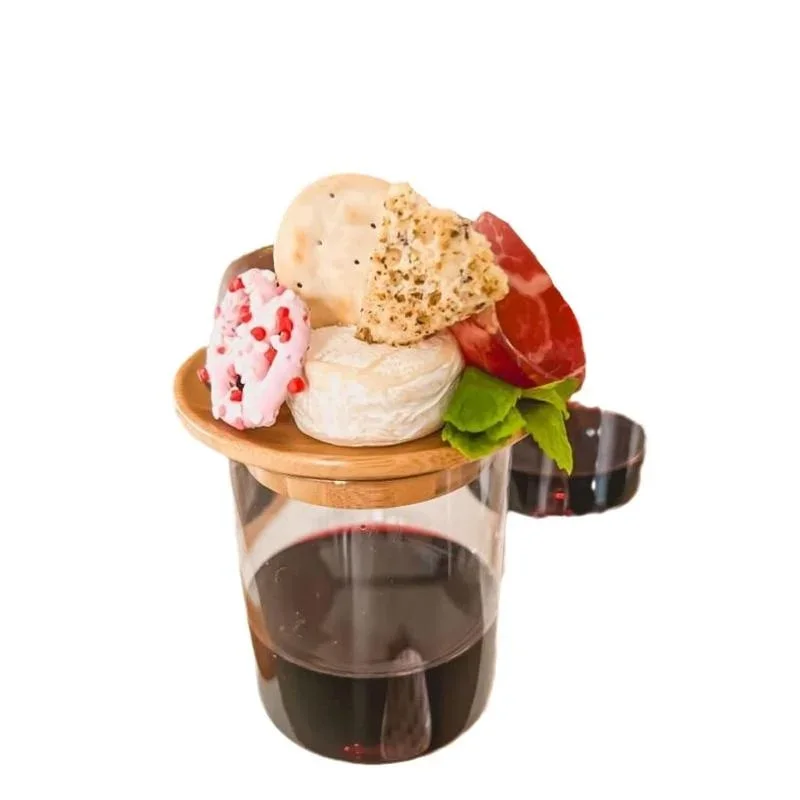 1Pcs Bamboo and Wood Red Wine Cup Lid Candle Cup Lid Wine Glass Charcuterie Topper Cooked Food Board Wooden Red Wine Cup Coaster