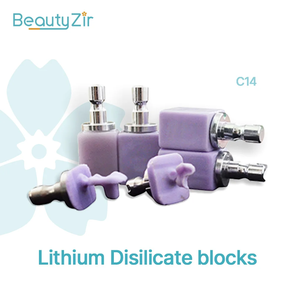 

5 Pieces High Transparency Lithium Disilicate Glass-ceramic C14 HT/LT Cubes Veneer Crown for CAD/CAM Dental Lab