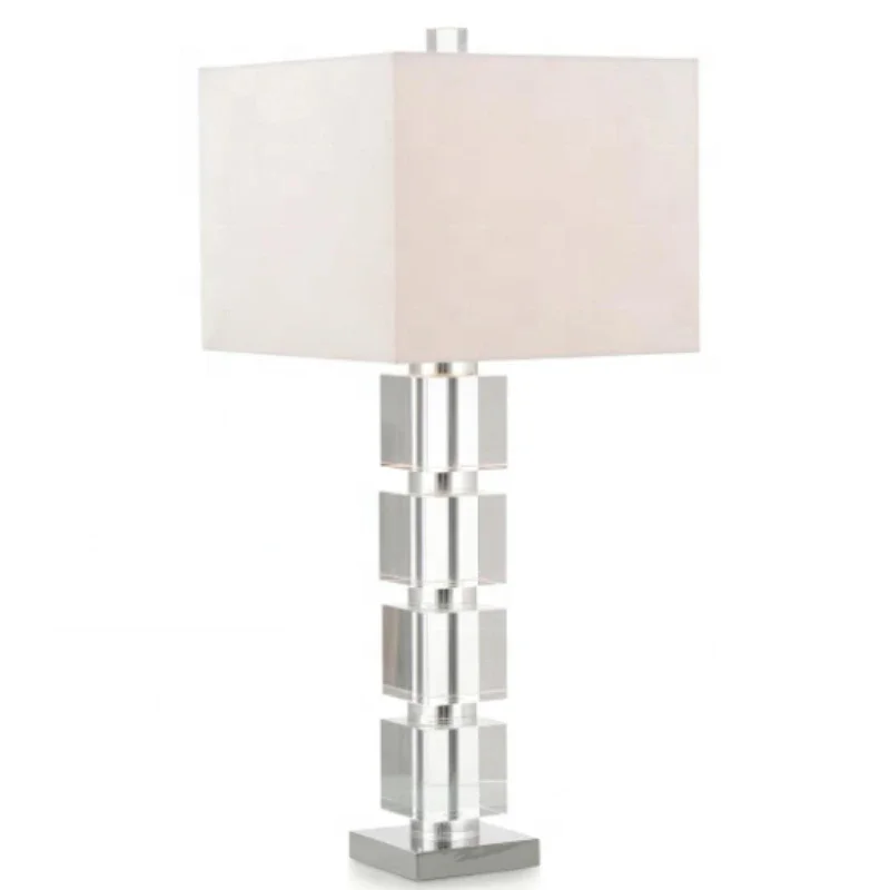 

square crystal able Lamp with linen fabric and gold base shade for USA and UK Middle East market