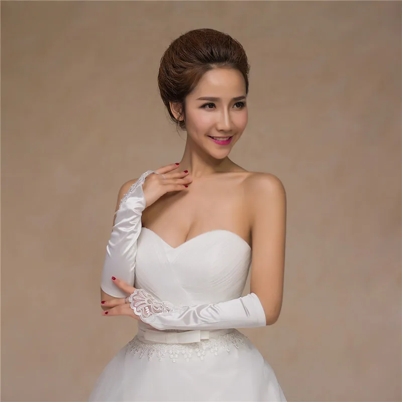 

Свадебные перчатки Длинные свадебные перчатки без пальцев с цветочными рукавами и бисером Красные, белые, черные свадебные перчатки Свадебные перчатки Белые перчатки