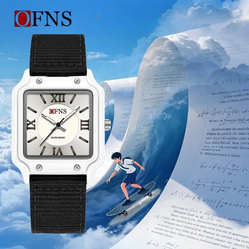 

OFNS waterproof watch Roman scale simple nylon with quartz watch silent light and thin men's and women's watch