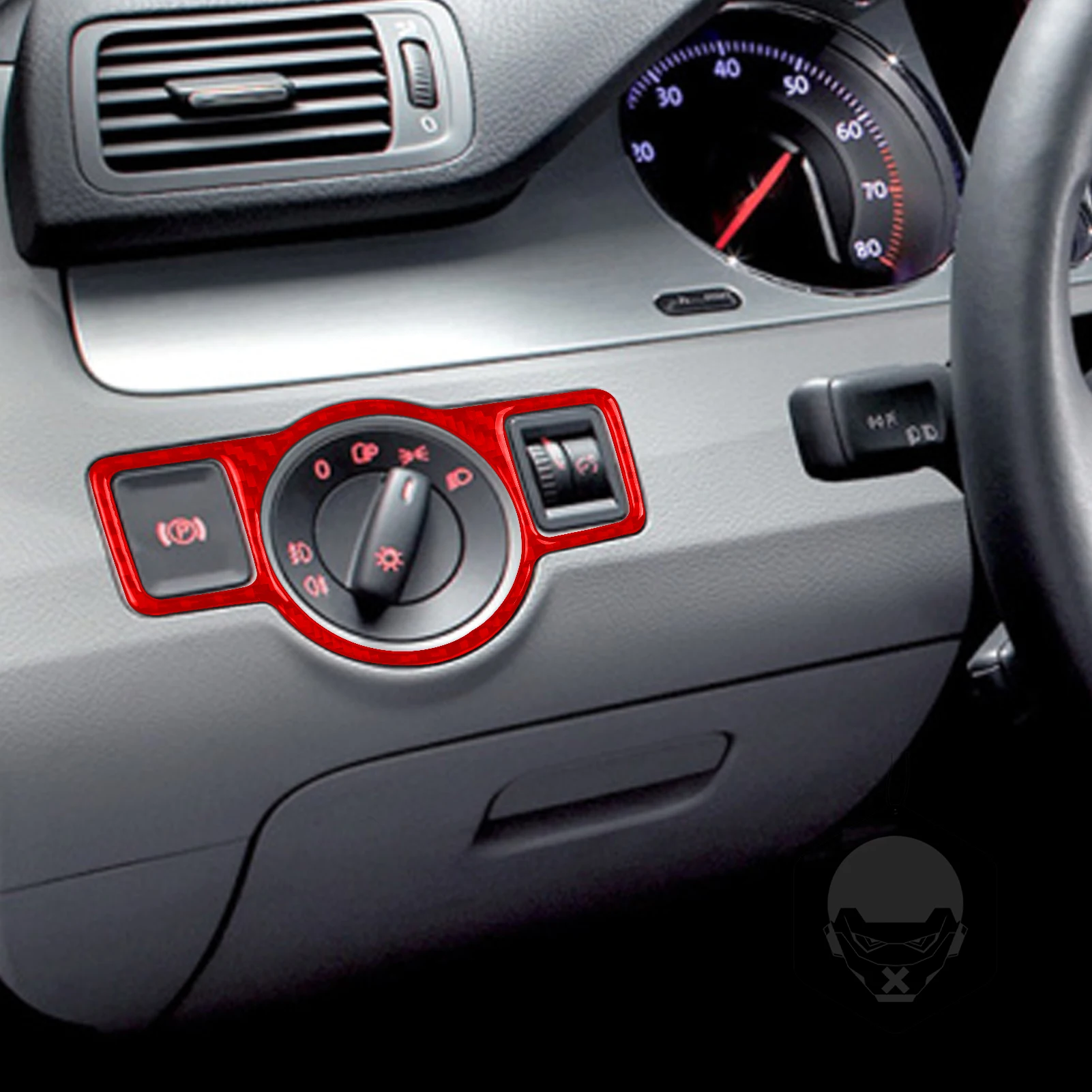 For Volkswagen VW Passat B6 2006-2011 Car Accessories Carbon Fiber Headlight Switch Panel Cover Interior Sticker Modification