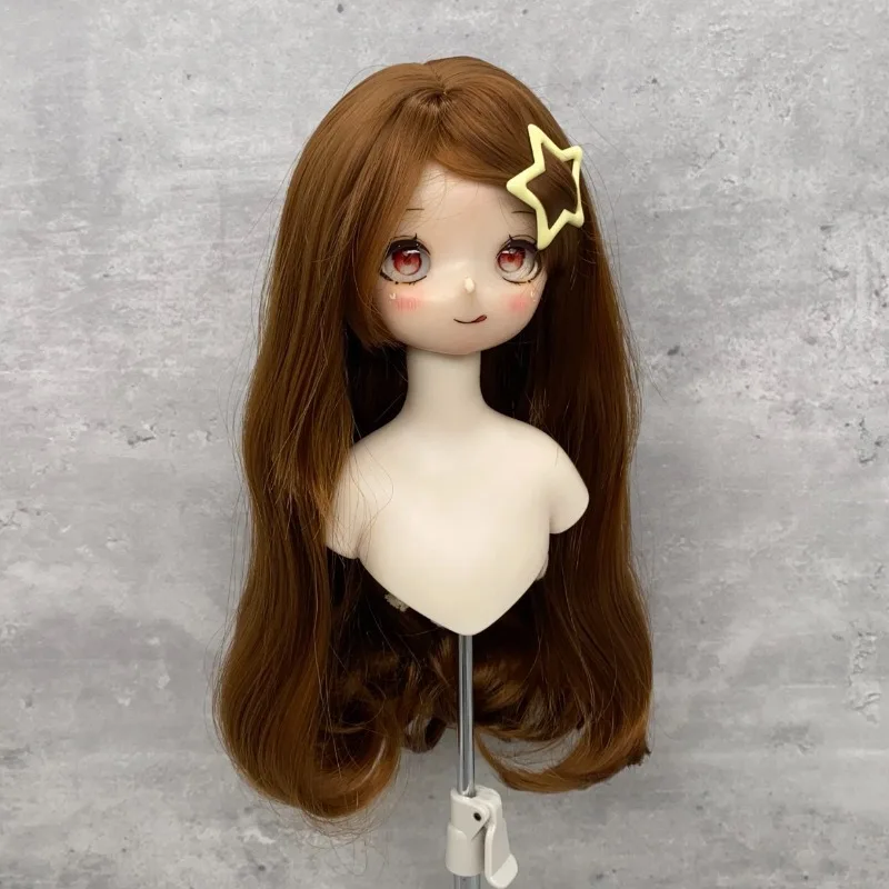 BJD Doll Fake with Fully Buttoned Bangs Inside Anime Rough Hair Fantasy Fairy 60cm Ye Luoli Hair Cover Girl's Gift Dress Up Toy
