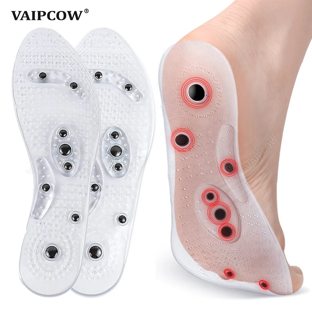 Unisex Magnetic Massage Insoles Foot Acupressure Shoe Pads therapy Slimming Insoles for Weight Loss Transparent