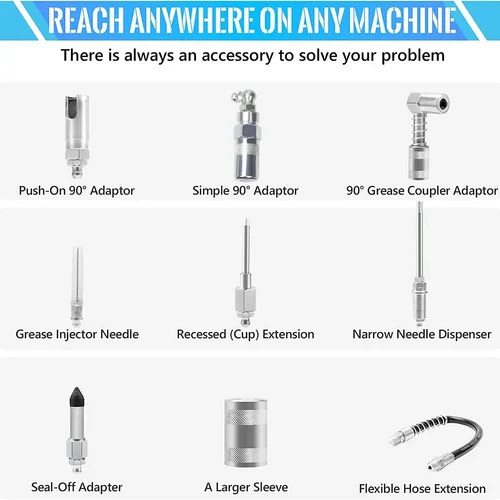 Imagen 2 del producto Kit de acoplador de grasa, 9 Uds., punta de pistola de engrase, accesorios de pistola de engrase de conexión rápida |   Accesorios completos para lubricantes con bolsa