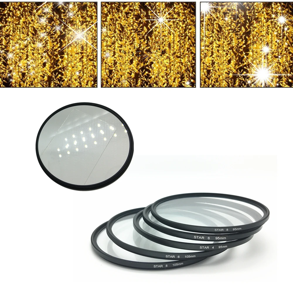 95mm 105mm Star Filter Cross Lens Filter for Canon Nikon Pentax DSLR Camera 4/6/8 Line 95 105mm