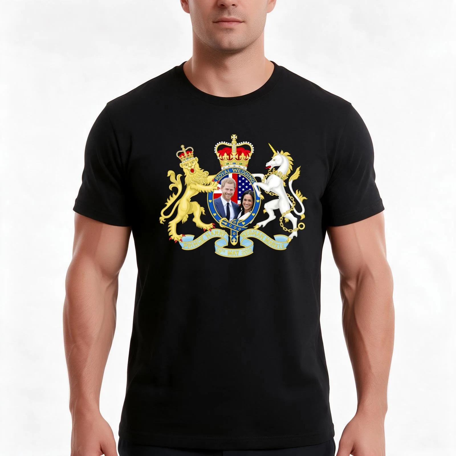 Prince Harry and Meghan Markle Wedding T-Shirt, Summer Casual Cotton Tee, Oversized Streetwear Tops, Vintage Graphic Print