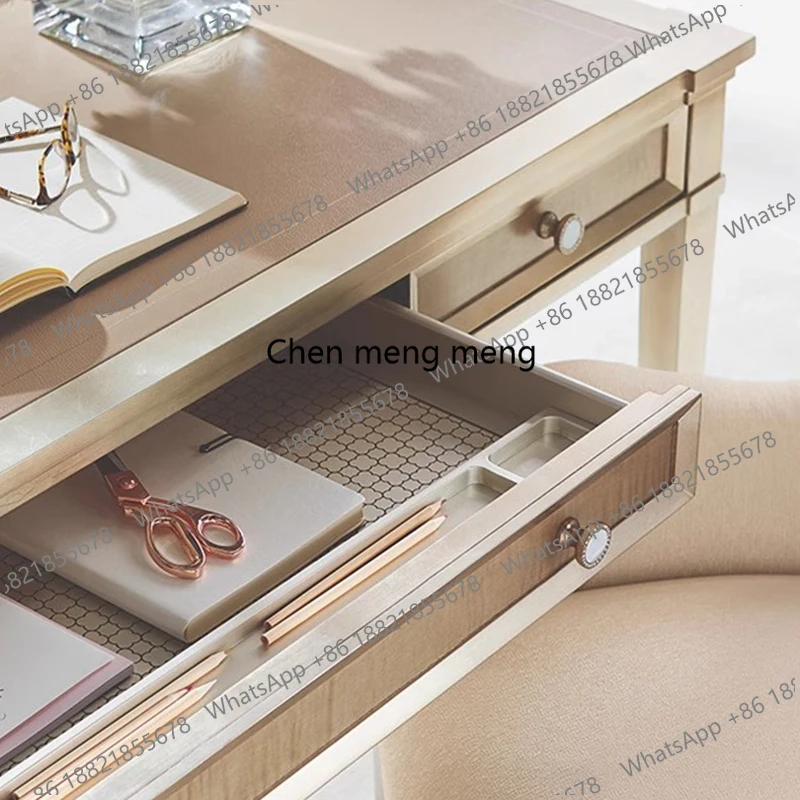 American solid wood modern writing desk neoclassical desk book chair Hong Kong style light luxury desk writing