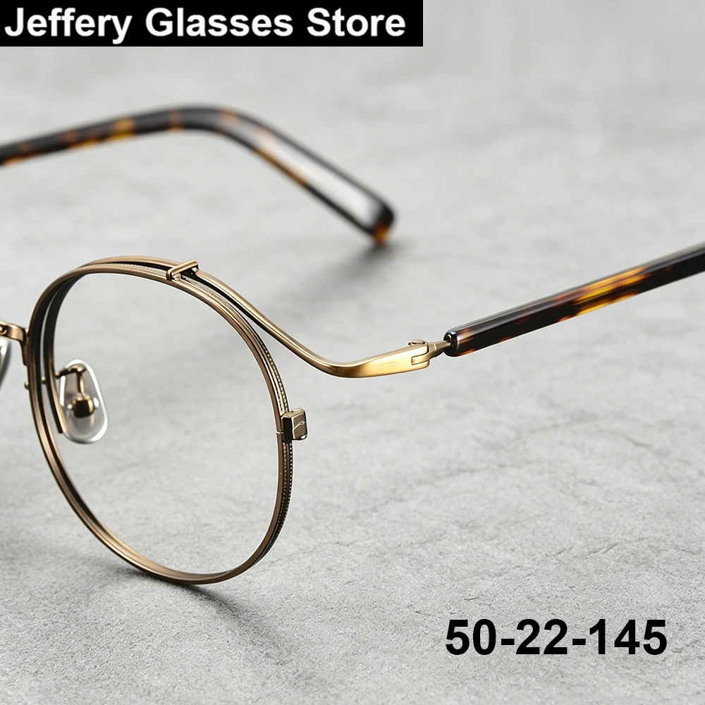 

Japanese Handmade Retro Round Glasses Frame Men Titanium Ultra-Light Gold Wire Eyeglasses Vintage Brand Designer Spectacles Gafa
