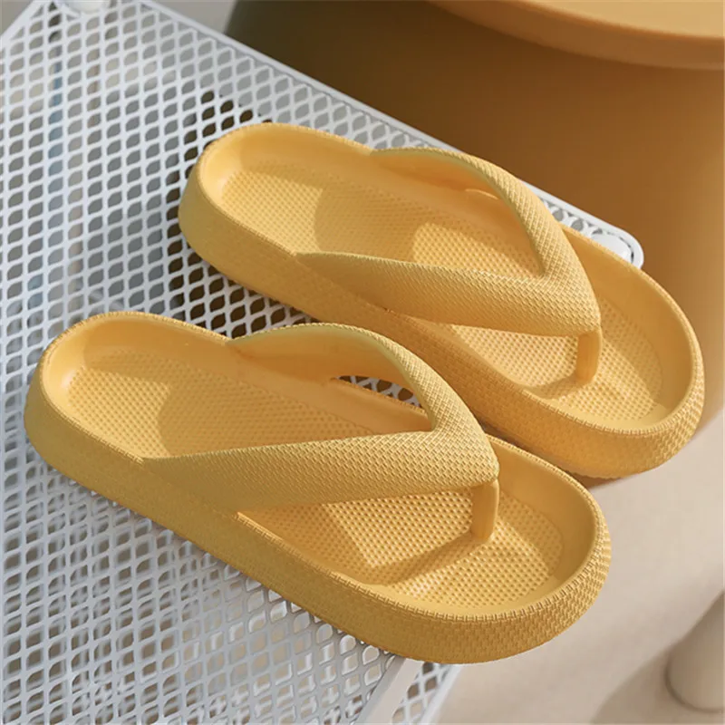 Rimocy Soft Sole EVA Women\'s Flip Flops 2023 Summer Beach Non-slip Cloud Slippers Women Thick Platform Clip Toe Bathroom Slides