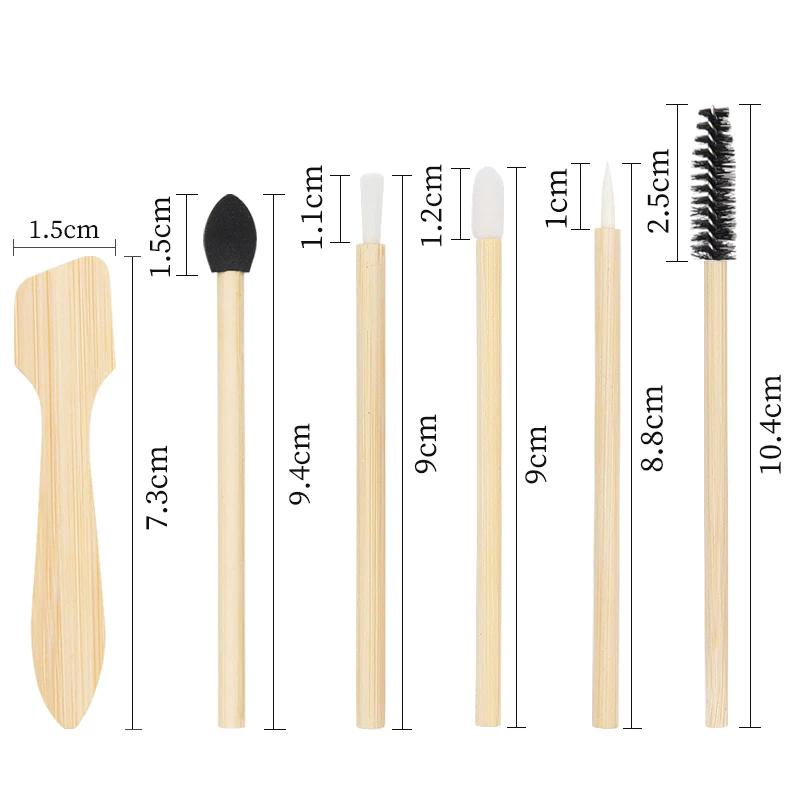 6pcs Bamboo Handle Eyelash Brush Makeup Brush Eyelashes Extension Mascara Wands Applicators Eye Lash Curling Comb Beauty Tools