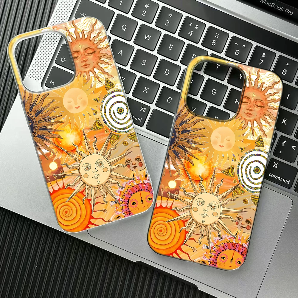Boho Celestial Sun Collage Phone Case For iPhone 17 16 15 14 Plus 13 12 11 Pro Max 17 Air Vintage Indie Aesthetic Soft TPU Cover