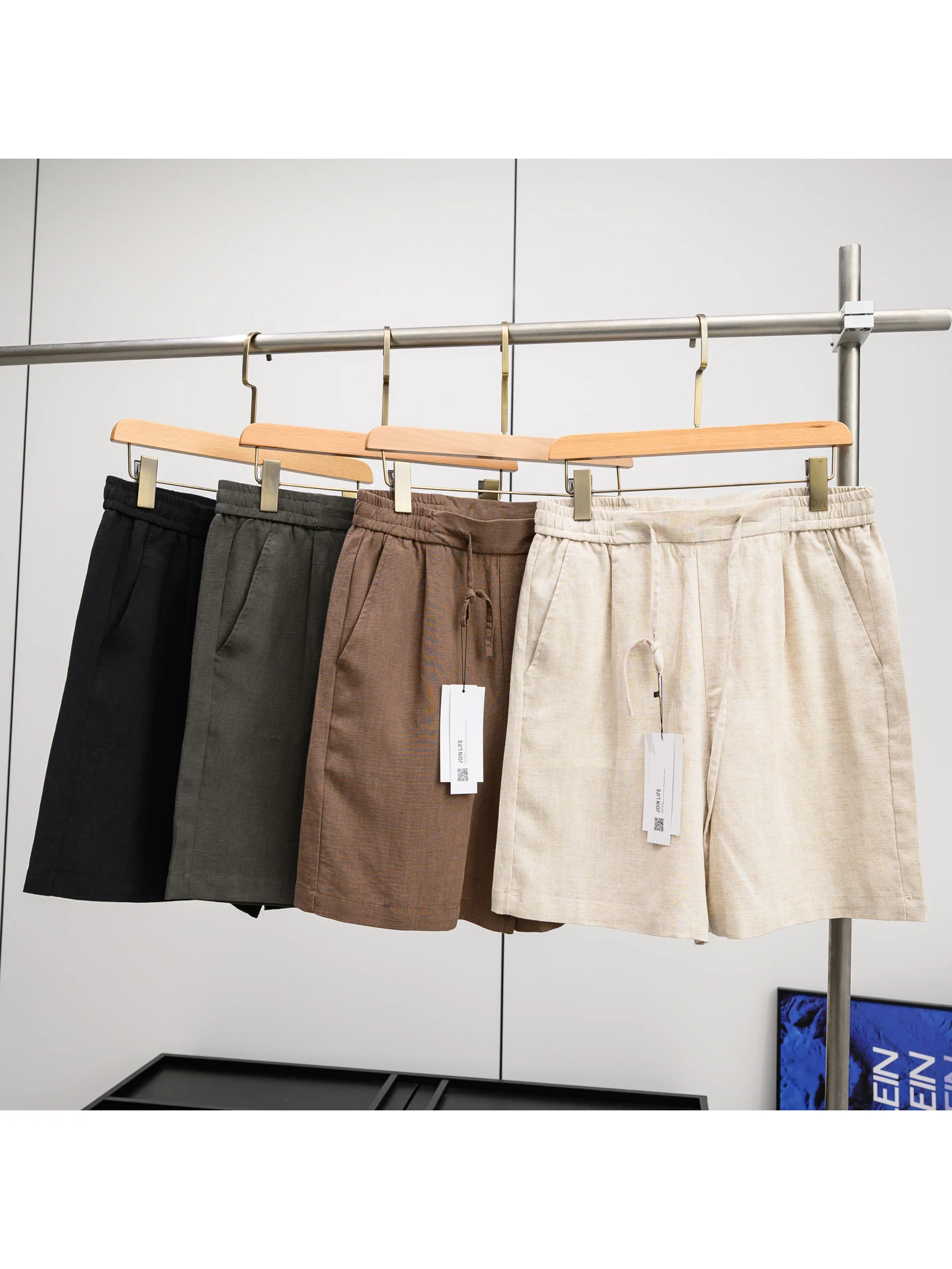 Casual Linen Blend Loose Fit Straight Leg Short Pants for Men Comfortable Versatile Summer Fashionable Breathable Skin-friendly