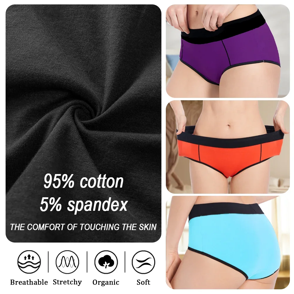 5PCS Women’s Soft Cotton Briefs Comfortable High Waisted Underwear Female Full Coverage Plus Size Panties for Work Sport