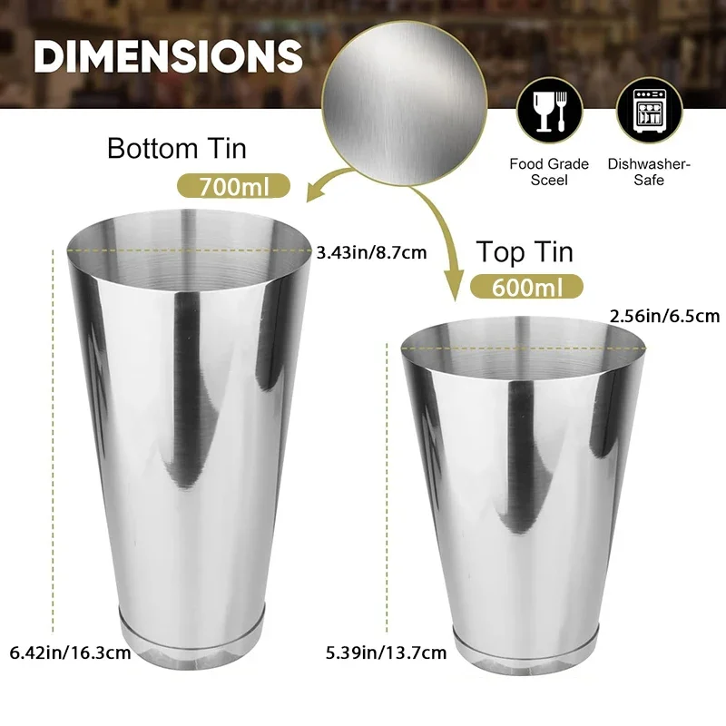 Boston Cocktail Shaker Set 18 oz & 28 oz Stainless Steel Shaker Tins Martini Shaker Drink Mixer for Bartending Professional Bar