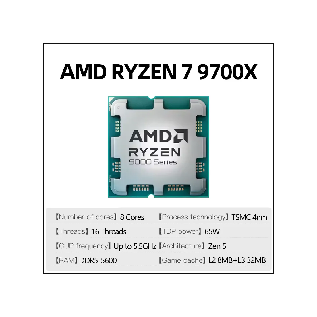 AMD Ryzen 7 9700X processor 5.5GHz 8-core 16-thread 40MB 4NM TDP